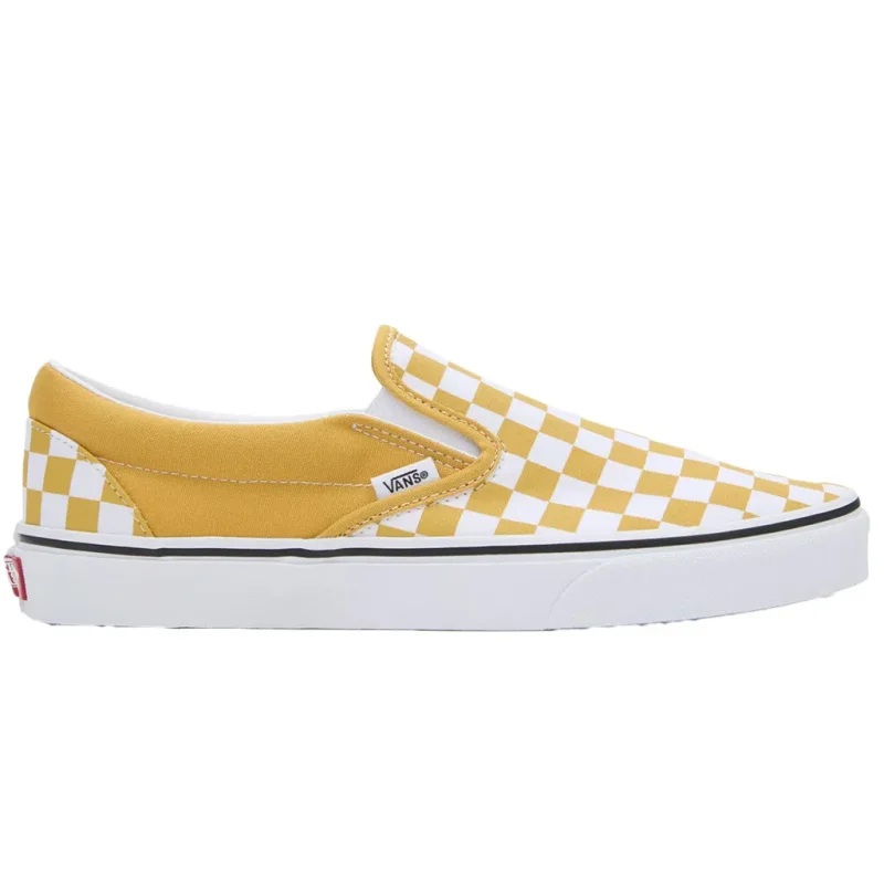 VANS CLASSIC SLIP ON COLOUR THEORY CHECKERBOARD GOLDEN YELLOW 5.5