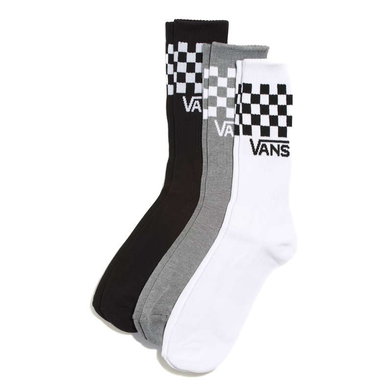 Classic Check Crew Socks – Black/White (3-Pack)