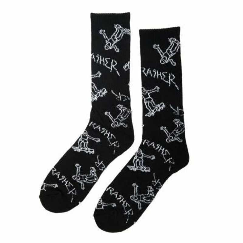 Thrasher Socks Gonz Logo Pattern Black/White