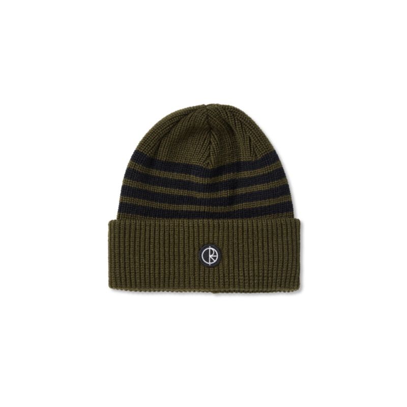 Stripe Merino Beanie – Army Green