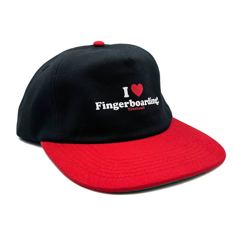 I Heart Fingerboarding Cotton 5 Panel Hat – Black/Red