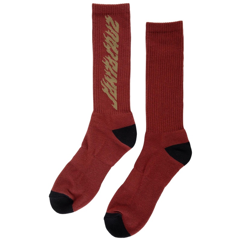 SANTA CRUZ SOLID FLAME STRIP CREW SOCKS (1 PAIR) Maroon 9 – 11