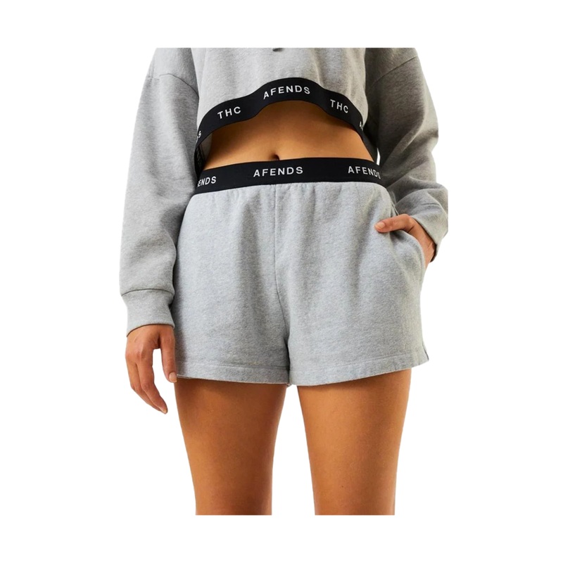Afends Homebase Hemp Ladies Sweat Shorts Shadow Grey Marle Small Shadow Grey Marle