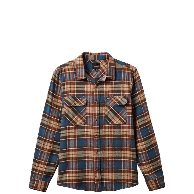 Brixton Bowery Long Sleeve Flannel, ocean blue/palm desert/sand ocean blue/palm desert/sand M