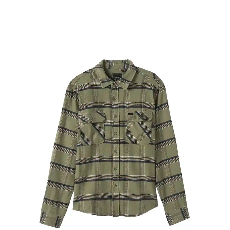 Brixton Bowery Stretch Water Resistant Flannel olive surplus/black/white M