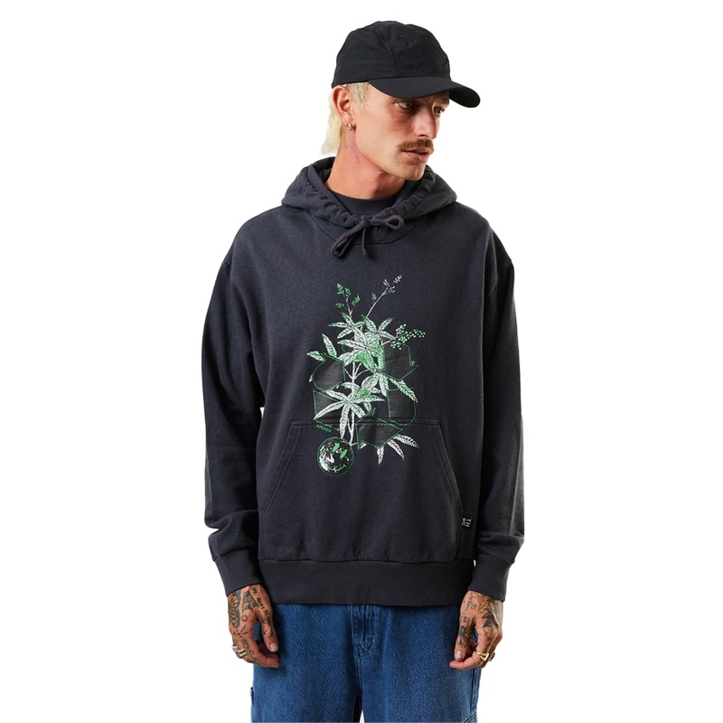 Afends Build It Hemp Mens Hoodie Charcoal Medium Charcoal