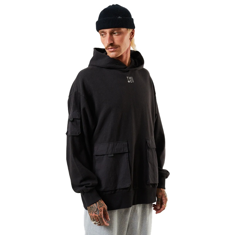 Afends House Arrest Hemp Mens Hoodie Faded Black Medium Faded Black
