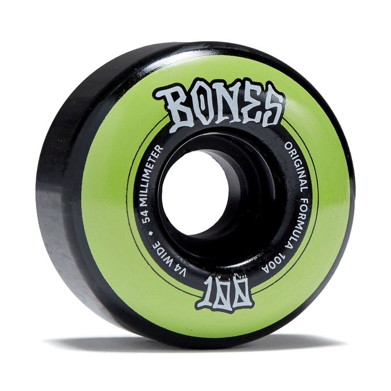 Bones 100s Wides 100a V4 Wide Skateboard Wheels – Black – 54mm